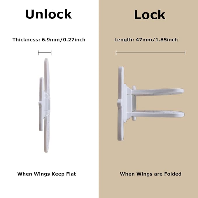 Child Safety Lock for Sliding Glass Door, Slide Closet Doors | Baby Proof Windows Locks | No Tools, Drilling Needed (4 Pack, White)