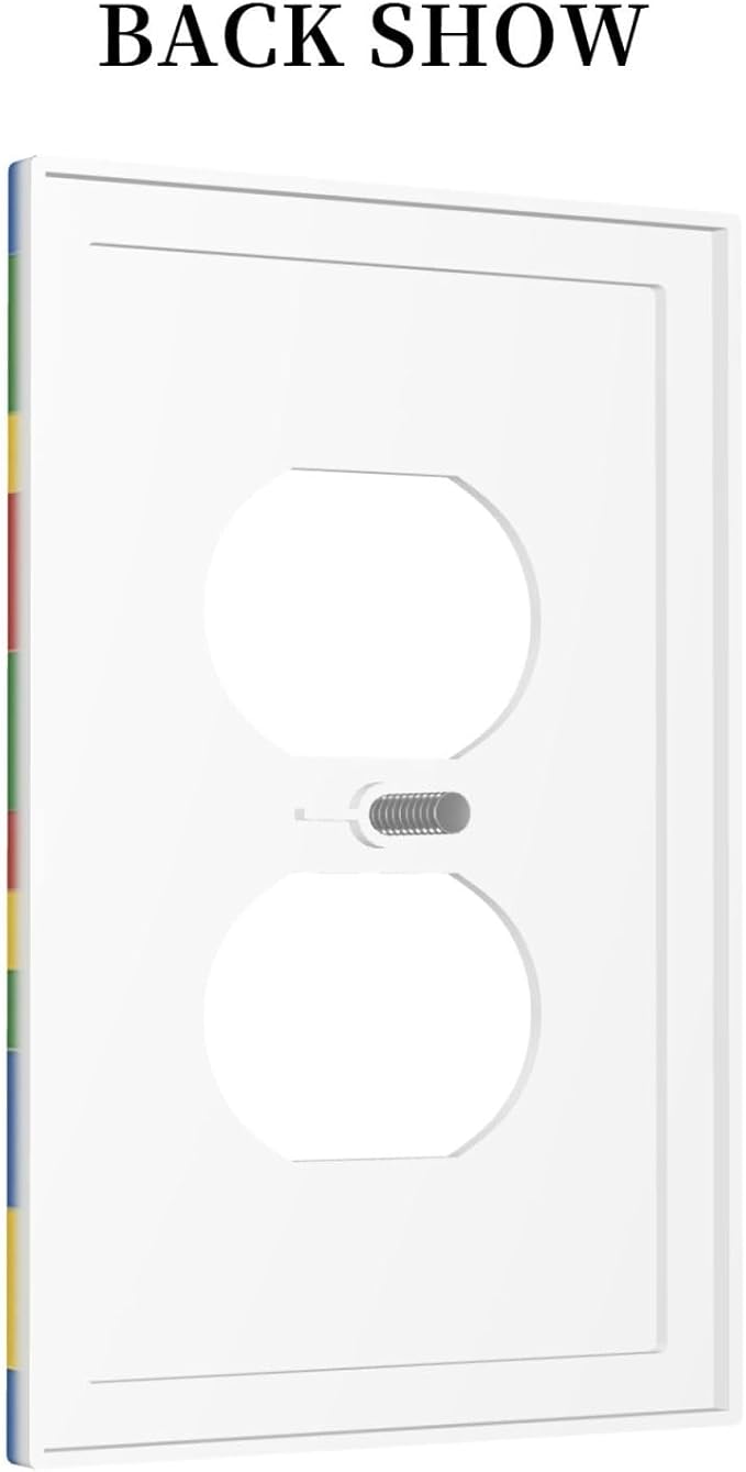 Outlet Covers Colorful Building Block 1 Gang Duplex Light Switch Cover Plate Decorative Wall Plates Electrical Switchplate Receptacle for Kids Room Home Decor（2 Pack）