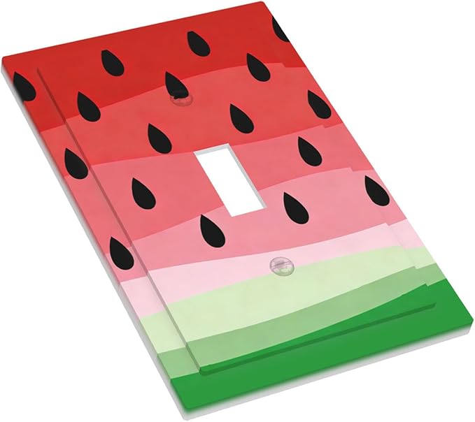 Gradient Watermelon Slice & Seeds 1-Gang Toggle Light Switch Plate, Summer Freshness Cute Fruit Design Decorative Wall Plate for Kitchen Decor