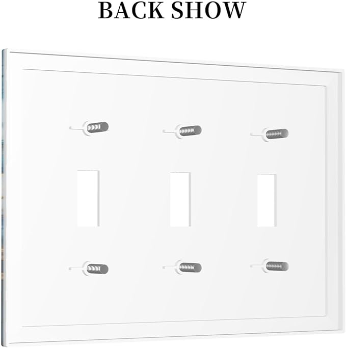 Light Switch Cover Plate Golden Abstract Luxury Marble 3 Gang Triple Toggle Decorative Switch Plates Wall Plates Electrical Switchplate Faceplate for Livingroom Bathroom Decor