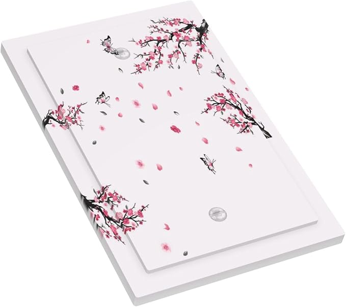 Pink Watercolor Cherry Blossom Flowe Tree Branch Floral Light Switch Cover Plate 1 Gang No Device Blank Electrical Wall Plates Faceplate Decorative Switch Plate Covers for Bedroom Living Room Decor