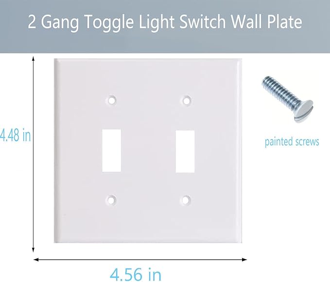 Toggle Light Switch Wall Plate Cover Double Switch Plate 2-Gang Decor Electrical Switch Faceplate, White (10-Pack)