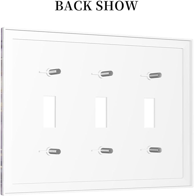 Luxury Marble Texture Purple And Gold Abstract Print Decorative Switch Plates 3 Gang Wall Plate Triple Toggle Light Switch Cover Faceplate Electrical Wall Panels for Bathroom Home Decor