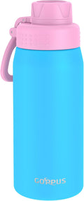 GOPPUS 19oz Kids Water Bottle with Spout Lid, Toddler Water Bottle, Stainless Steel Insulated Water Bottle, Leakproof, BPA Free, Suitable for Boys and Girls for School（Sky Blue）