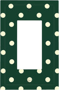 Hunter Green Polka Dot Single Rocker Switch Cover - 1-Gang Standard US Size Retro Preppy Light Switch Covers, Vintage Emerald Dot for All Room Home Decor