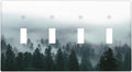 Forest Pine Forest Foggy Mountain Natural Scenery Light Switch Covers Quad Toggle Electrical Faceplate 4 Gang Wall Plate Decorative Switch Plates for Bed Room Living Room Decor