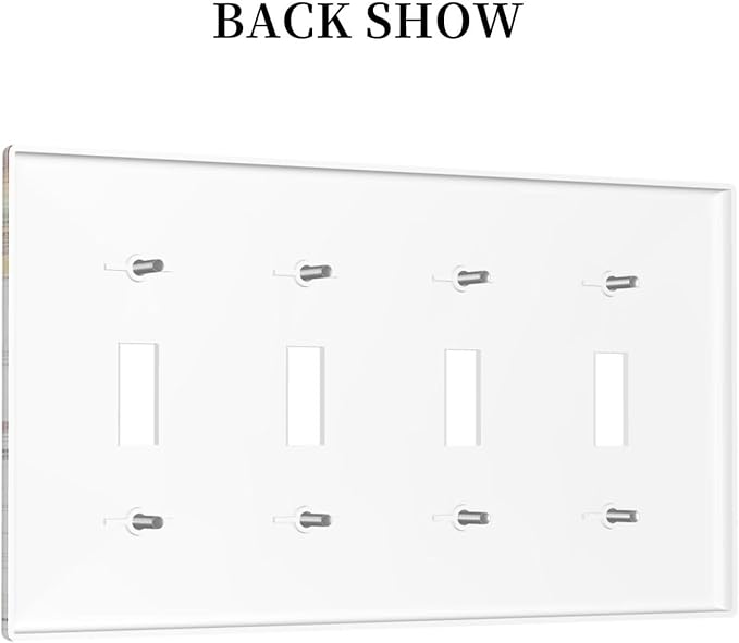 Decorative Switch Plate Covers Teal Farm Truck Pulling Sunflowers 4 Gang Wall Plate Light Switch Cover Plate Quad Toggle Jumbo Electrical Faceplate for Farmhouse Bathroom Bedroom Home Decor