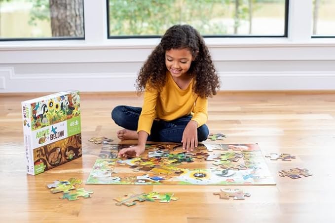Crocodile Creek Above + Below 48-Piece Jigsaw Floor Puzzle - Fun Floor Puzzles for Kids Ages 4-8 - Backyard Discovery - 27 x 20 inches Finished