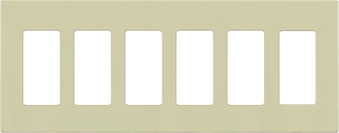 ENERLITES Screwless Decorator Wall Plate Child Safe Outlet Covers, Size 6-Gang 4.68" H x 12.00” L, Unbreakable Polycarbonate Thermoplastic, SI8836-I, Glossy, Ivory