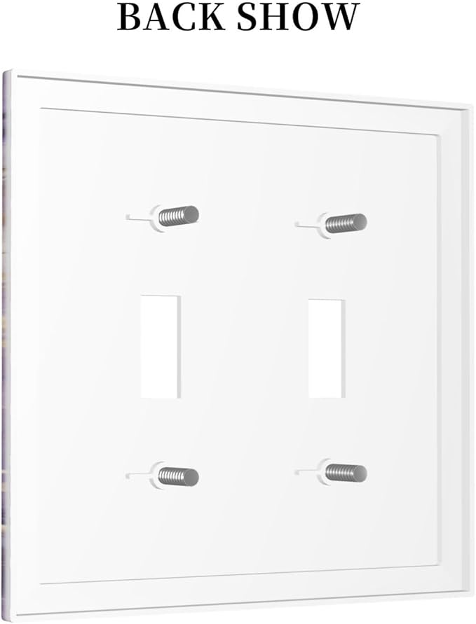 Abstract Purple Gold Marble Texure Luxurious Decorative Switch Plates 2 Gang Double Toggle Outlet Light Switch Cover Wall Plate Electrical Faceplate for Bathroom Living Room Decor