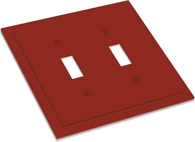 Wine Red Decorative 2 Gang Toggle Outlet Light Switch Cover Colored Watercolor Solid Double Device Wall Plate Electrical Faceplate Dual Device Switchplate (Solid Red)