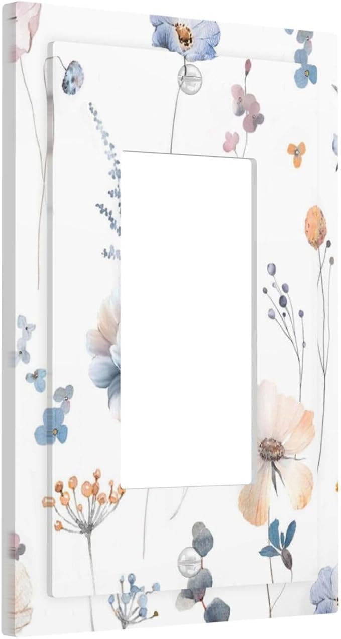 Wildflowers Plant Leaves Floral Berry Decorative Outlet Covers 1 Gang Single Rocker Light Switch Cover Plate Wall Plates GFCI Faceplate for Bed Room Living Room Decor