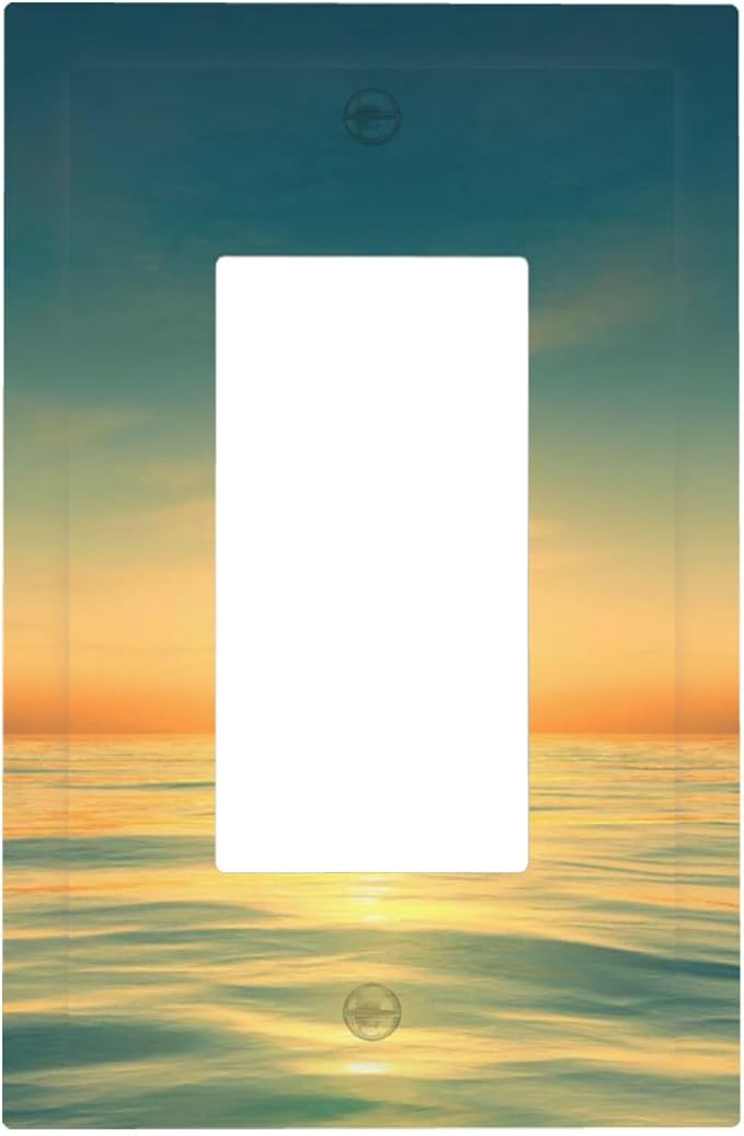 Serene Coastal Sunset Single Rocker Switch Cover - 1-Gang Standard US Size Minimalist Ocean Landscape Design Light Switch Covers for Bathroom Decor
