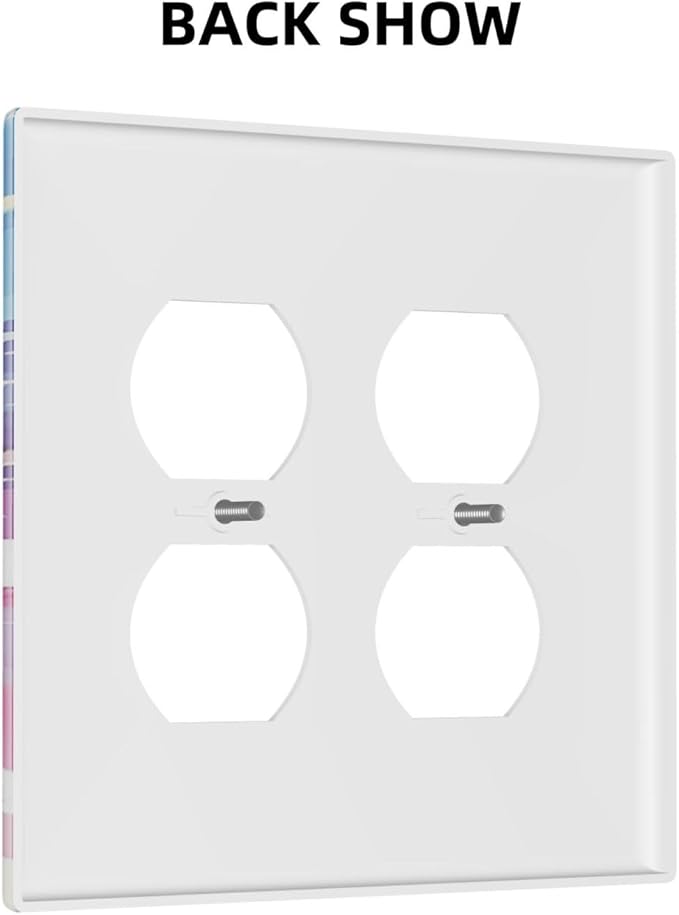 Personalized Light Switch Cover Plate Rainbowcolored Rays With White Stars 2 Gang Decorative Switch Plate Double Duplex Wall Plates Switch Plates and Outlet Covers for Nursery Home Decor