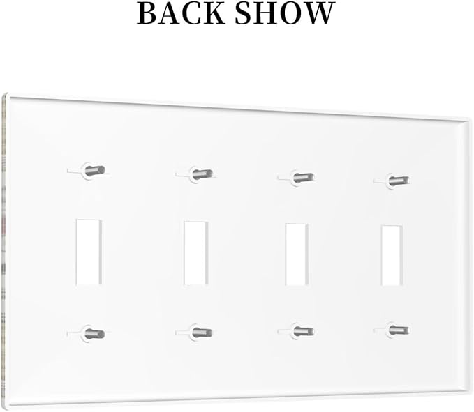 Multicolor Peony Daisy Vintage Floral Flower Light Switch Covers Quad Toggle Electrical Faceplate 4 Gang Wall Plate Decorative Switch Plates for Bedroom Living Room Decor