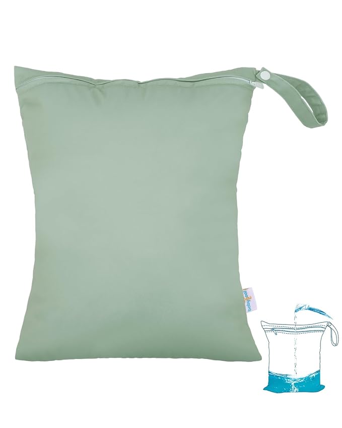 babygoal Wet Bag for Swimsuits, Waterproof Bag for Travel, Food Storage, Stroller, Daycare, Baby Diapers, Yoga, Beach, Pool, Wet Clothes-Bean Green