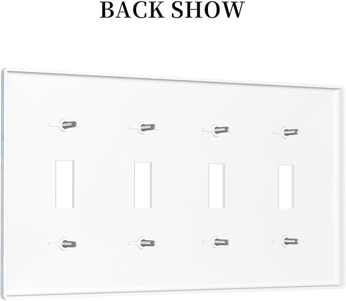 Navy Blue Sea Waves Spilled Ink Marble Simplicity Print Light Switch Covers Quad Toggle Electrical Faceplate 4 Gang Wall Plate Decorative Switch Plates Cover for Bathroom Living Room Decor