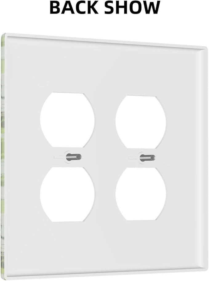 Green Leaves Spring Plant Floral Outlet Covers 2 Gang Double Duplex Decorative Light Switch Covers Electrical Wallplates Socket Faceplate for Bed Room Living Room Decor