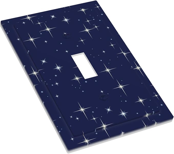 Starry Night 1-Gang Toggle Light Switch Plate, Celestial Sparkle Midnight Galaxy Cosmic Glow Decorative Wall Plate for Bedroom & Nursery