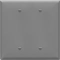 ENERLITES Double Blank Device Wall Plate, Gloss Finish, Mid-Size 2-Gang 4.88" x 4.92", Unbreakable Polycarbonate Thermoplastic, UL Listed, 8802M-GY, Gray