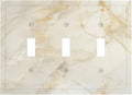Light Switch Cover Plate Beige Gold Marble Abstraction Morden Art 3 Gang Triple Toggle Decorative Switch Plates Wall Plates Electrical Switchplate Faceplate for Kitchen Bathroom Decor