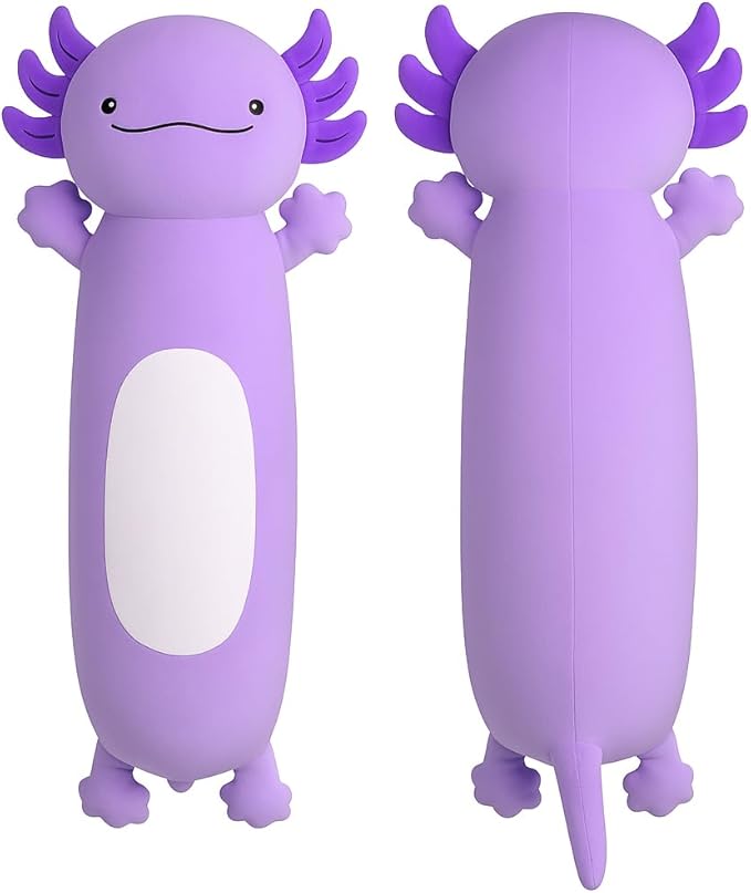 Dalmao 36 inch Cute Giant Purple Axolotl Plush Soft Body Pillow, Large Squishy Plushies Axolotl Stuffed Animals Toy, Gifts for Kids Boys Girls Birthday