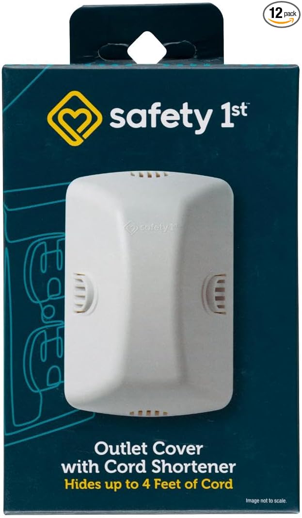 Safety 1st Outlet Cover with Cord Shortener for Baby Proofing (Pack of 12)