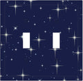 Starry Night Double Toggle Switch Cover - 2-Gang Standard US Size Celestial Sparkle Light Switch Covers, Midnight Galaxy Cosmic Glow for Bedroom & Nursery
