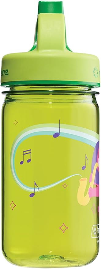 Nalgene Kids Sustain Grip-N-Gulp Water Bottles Made with Material Derived from 50% Plastic Waste, Leak Proof Sippy Cup, Durable, BPA and BPS Free, Dishwasher Safe, Reusable, 12 Ounces, Orange Volcano