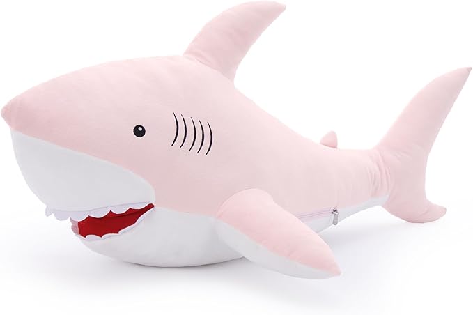 MorisMos 39inch Giant Shark Stuffed Animal, Large Stuffed Shark Plush, Big Sharks Pillow Gift for Kids Girlfriend, Pink