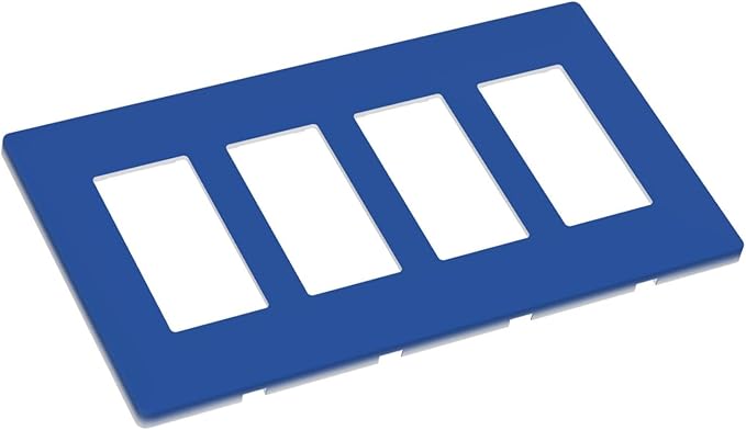 Blue 4 Gang Quad Rocker/GFCI/Decorator Light Switch Cover Plate Decorative Electric Faceplate Decorative Switchplate Screwless