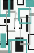 Geometric Turquoise Black Gray Modern Abstract Boho Decorative Light Switch Cover 1 Gang Single Toggle Device Electrical Faceplate Switchplates Decorator Outlet Wall Plate for Office Nursery Decor