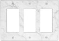 Faux White Marble Printed Triple Gang Rocker Decorative Light Switch Cover, 3-Gang Wall Plate Outlet Cover