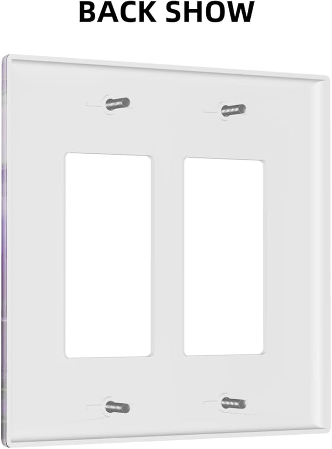 Decorative Outlet Covers Abstract Luxury Purple Gold Marble Textures 2 Gang Wall Plate Double Rocker Two Switch Wall Cover Plate Jumbo Dual Electrical GFCI Face Plate for Bedroom Decor