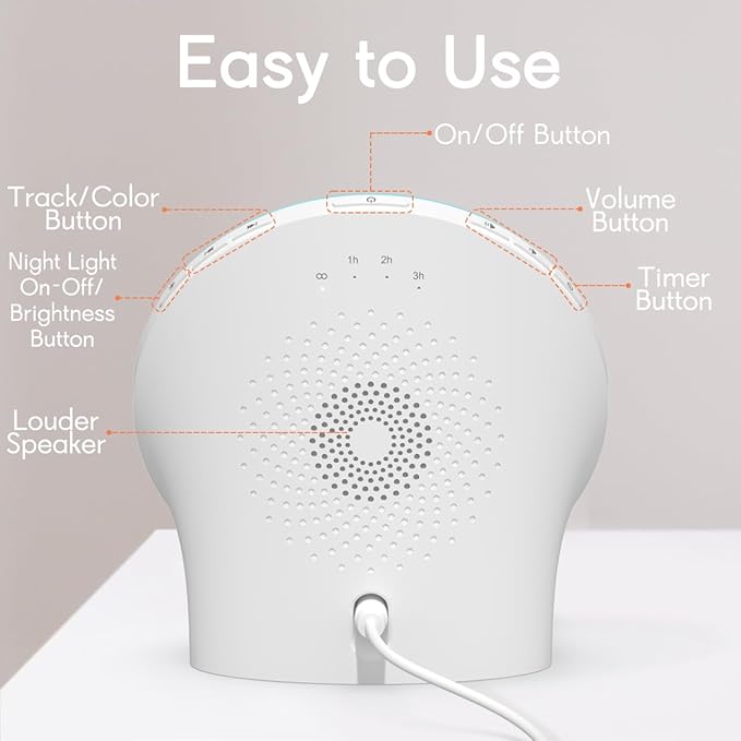 Brown Noise Sound Machine with 30 Soothing Sounds Sleep Machine 12 Colors Night Light White Noise Machine 36 Volume Levels 4 Timers and Memory Function 10 Adjustable Brightness for Baby Adults Kids
