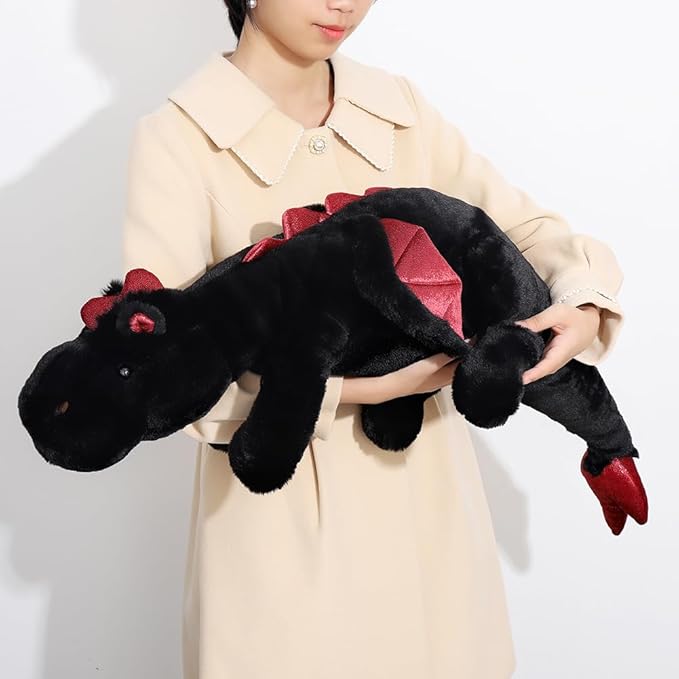 Weighted Dragon Stuffed Animal 10Lbs 43.3" Soft and Sturdy Weighted Stuffed Animals for Adults and Kids, Large Black Dragon Plush