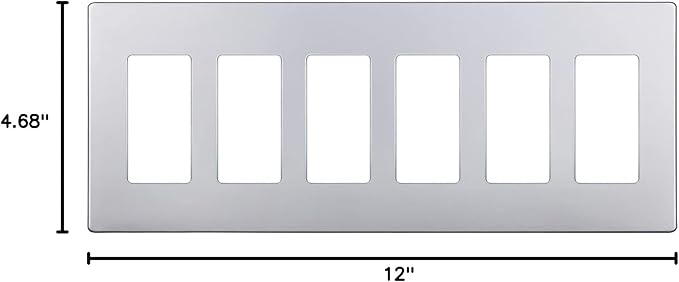 ENERLITES Elite Series Screwless Decorator Wall Plate Child Safe Outlet Cover, Gloss Finish, Size 6-Gang 4.68" H x 12.00" L, Unbreakable Polycarbonate Thermoplastic, SI8836-SV, Silver
