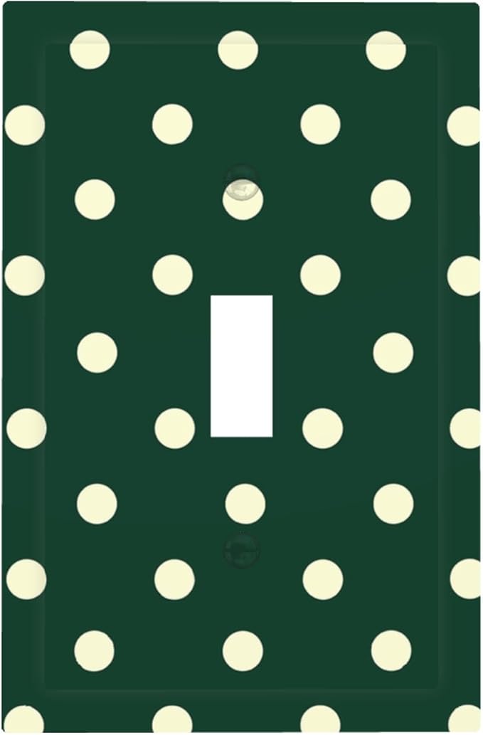 Hunter Green Polka Dot 1-Gang Toggle Light Switch Plate, Retro Preppy Vintage Emerald Dot Decorative Wall Plate for All Room Home Decor