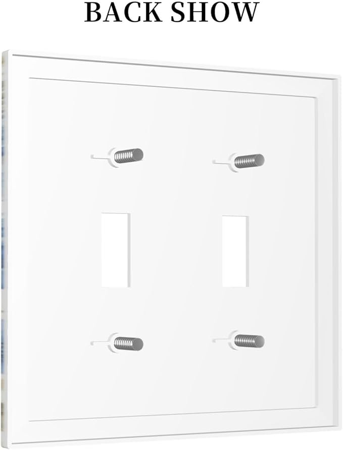 Decorative Light Switch Plate Covers Boho Blue Flowers Rustic Beige Butterfly Leaves 2 Gang Wall Plate Double Toggle Switch Cover Plate Electric Dual Device Electrical Faceplate