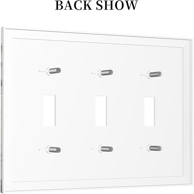 Grey And White Marble Abstract Art Print Decorative Switch Plates 3 Gang Wall Plate Triple Toggle Light Switch Cover Faceplate Electrical Wall Panels for Bathroom Kitchen Decor