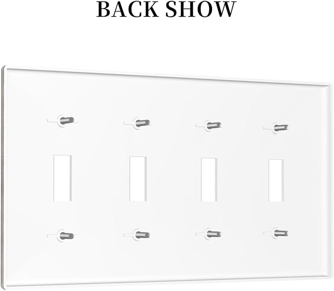 Cool Brown Wood Style Vintage Rustic Print Light Switch Covers Quad Toggle Electrical Faceplate 4 Gang Wall Plate Decorative Switch Plates for Farmhouse Home Decor