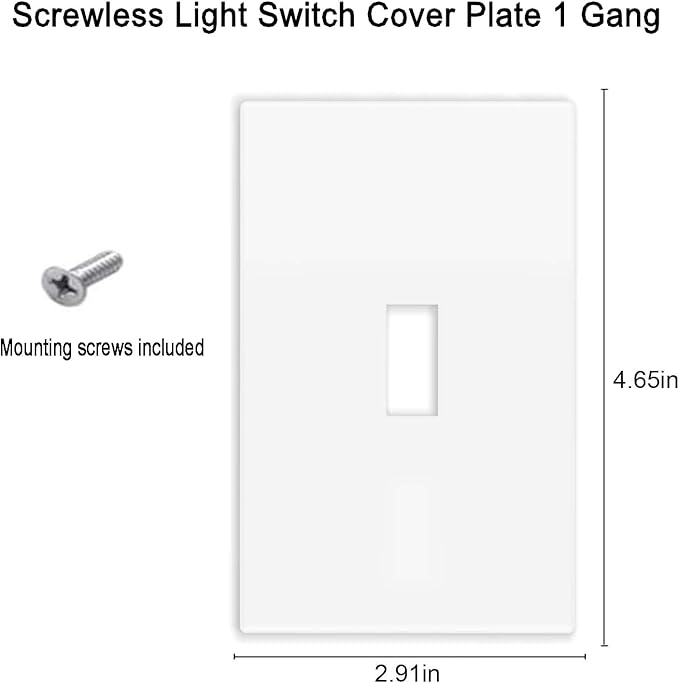 Screwless Toggle Switch Wall Plates 1-Gang Switch Outlet Electrical Cover Plate Unbreakable Thermoplastic Faceplate for Decora Receptacle Outlet Switch, White (10 Pack)