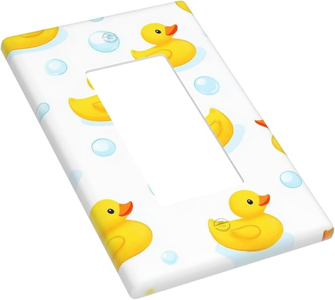 Yellow Rubber Duck 1-Gang Rocker Wall Plate, Cute Duck Bubble Switch Plate for Kids Bathroom, Nursery & Boys Girls Room