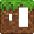 Pixel Style Gamer Themed Grass Block Outlet Covers 1 Toggle 1 Rocker Combination Decorative Wall Plate Electrical Switch Plates Light Switch Cover Plate for Kids Room Office Home Decor