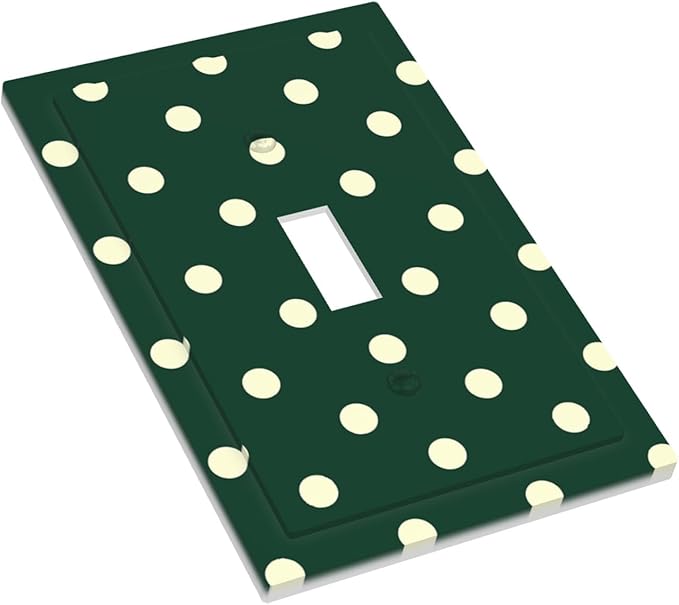Hunter Green Polka Dot 1-Gang Toggle Light Switch Plate, Retro Preppy Vintage Emerald Dot Decorative Wall Plate for All Room Home Decor