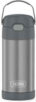 THERMOS FUNTAINER Water Bottle with Straw - 12 Ounce - Kids Stainless Steel Vacuum Insulated Water Bottle with Lid, Grey