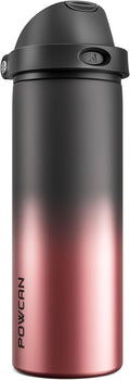 POWCAN 24 oz Stainless Steel Water Bottle: 2-in-1 Push-Button Spout & Quick-Flip Straw, Leakproof, Keep Cold 24Hrs, Fits Car Cup Holder, Insulated Water Bottle for Sports, Travel, School, Gift (Queen)