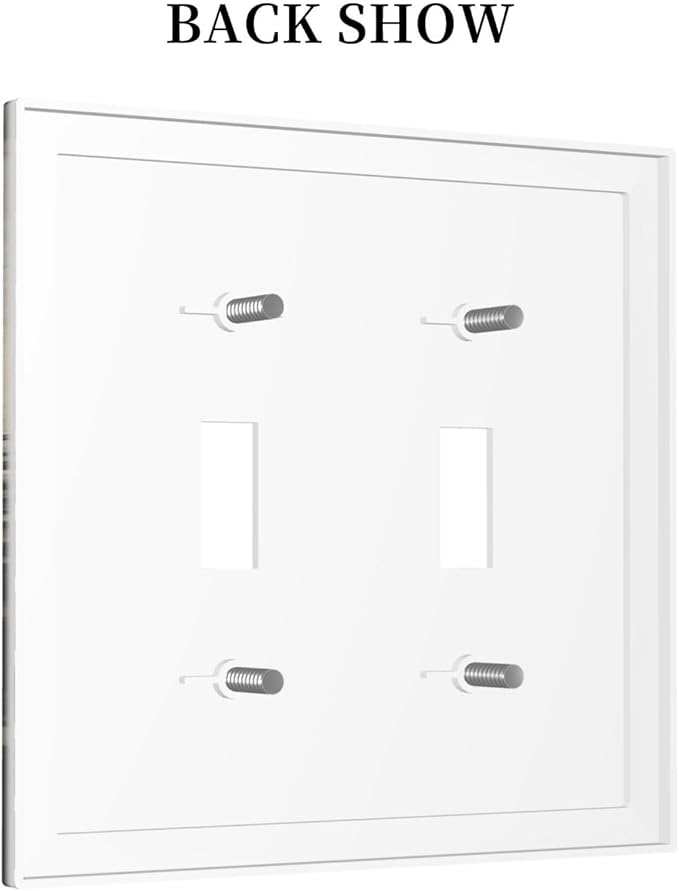 Decorative Switch Plates Wood Board Wildlife Cute Bear Deer Forest Rustic 2 Gang Double Toggle Outlet Light Switch Cover Wall Plate Electrical Faceplate for Bathroom Farmhouse Decor