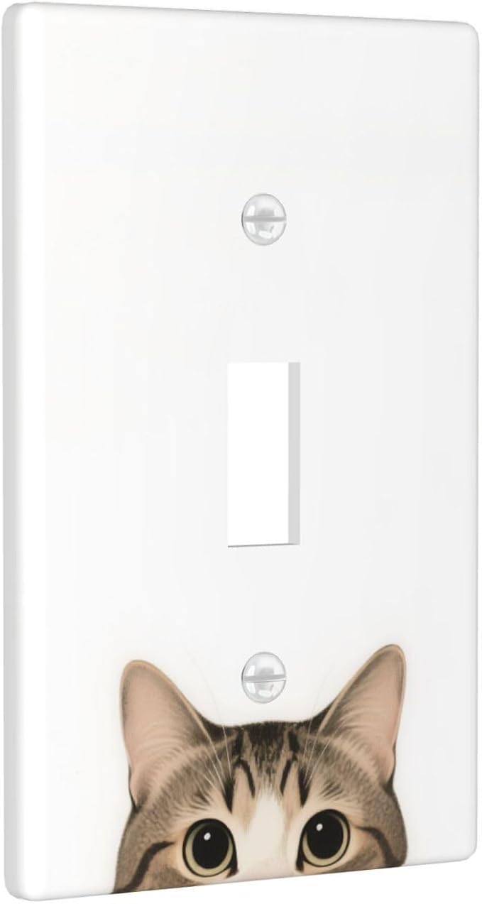 Cat Single Toggle Wall Plate Decorative 1 Gang Light Switch Covers Electrical Switchplate Home Decorate Faceplat for Bathroom Bedroom Kitchen Room 4.5 x 2.76 Inch