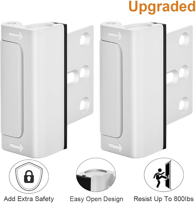 Home Security Door Reinforcement Lock - Child Proof Door Locks for Kids Safety Withstand 800lbs Metal Front Door Child Safety Lock Add High Security Door Latch Lock to Guard Home for Inside Swing Door
